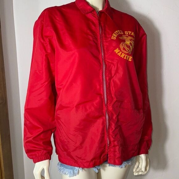 Vintage Marine Corp Jacket Medium 70s Artex USMC Red Military Lightweight Nylon - Picture 14 of 16